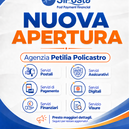 Nuova Apertura a SiPosta Petilia Policastro