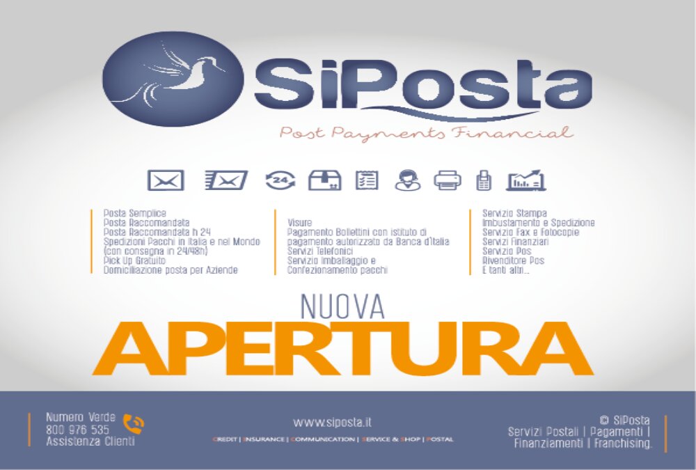SiPosta ad Acconia apre una nuova agenzia di poste private SiPosta in formula franchising.
